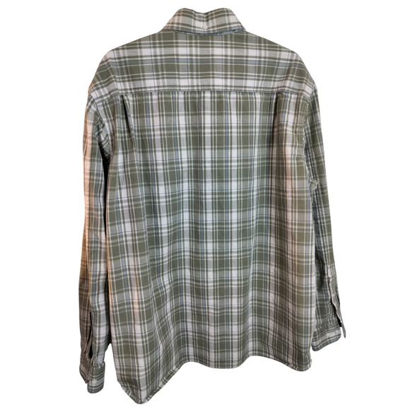 M565) L.L Bean Men's Traditional Fit green White Plais Long Sleeve Shirt Large? - Picture 2 of 8